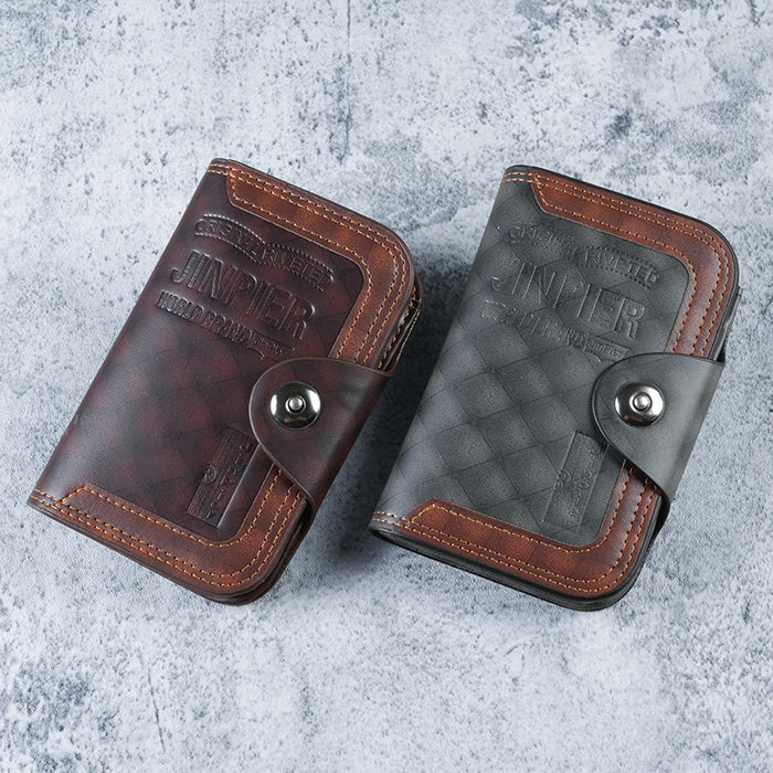 Wholesale Stylish Men' s Short Wallet PU Leather Business Commuting Multi-Card Zipper Wallet Black Everyday Use