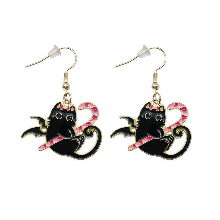 Wholesale Halloween Kitten Alloy Earrings JDC-ES-Oulu002