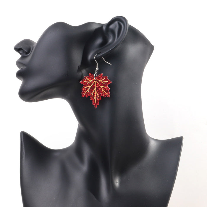 Wholesale Maple Leaf Acrylic Print Earrings JDC-ES-ChouD025