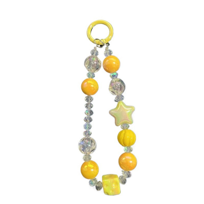 Wholesale Handmade bead phone chain, crystal plated hanging chain, bag hanging decoration, keychain