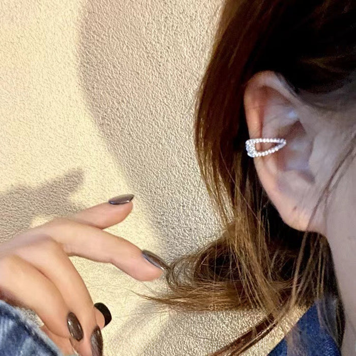 Wholesale High end micro inlaid zircon ear clip for women without ear holes earrings, ear bone clip for versatile earrings