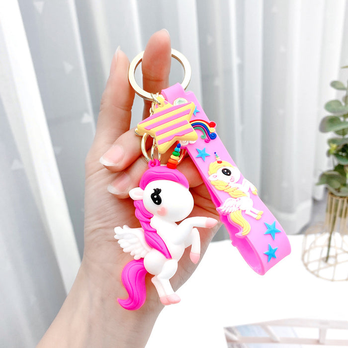 Wholesale Metal Rainbow Unicorn Pony Keychain Stylish Bag Charm For Students Great Gift For Everyday Use