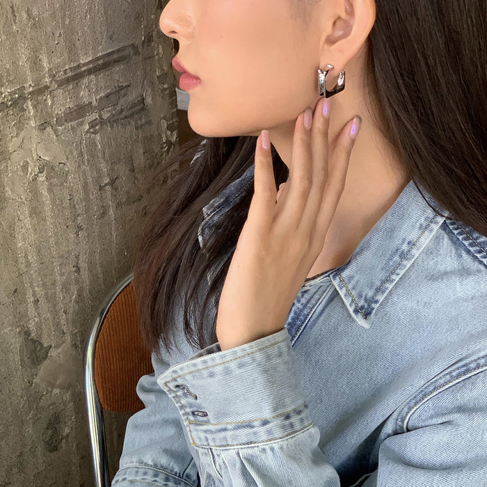 Wholesale Geometric square minimalist metallic earrings