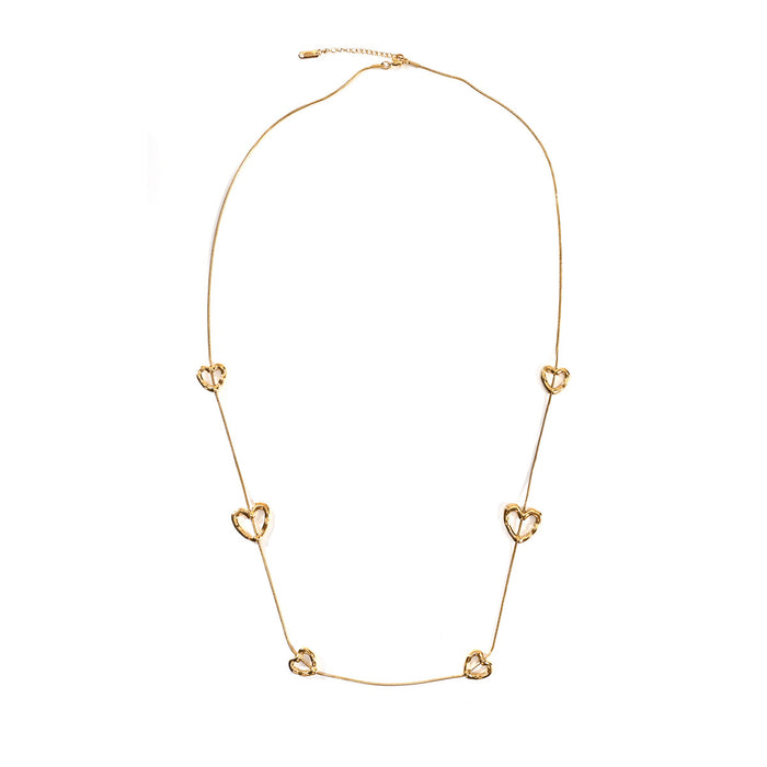 Wholesale Small niche design, fashionable long style, color preserving electroplated stainless steel heart necklace wholesale