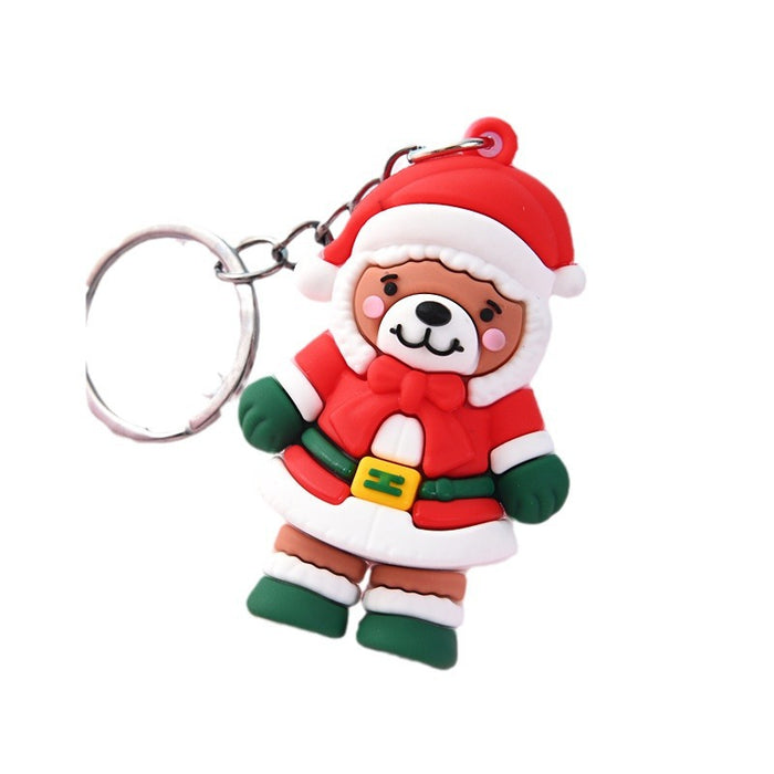 Wholesale 10PCS PVC Christmas Tree Snowman Doll Keychain JDC-KC-AQing011