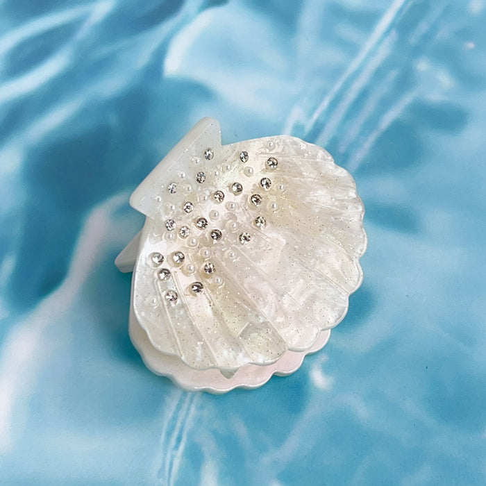 Wholesale Acrylic Hair Claw Clip Shell Design Shiny Pearl Decor Hair Accessory