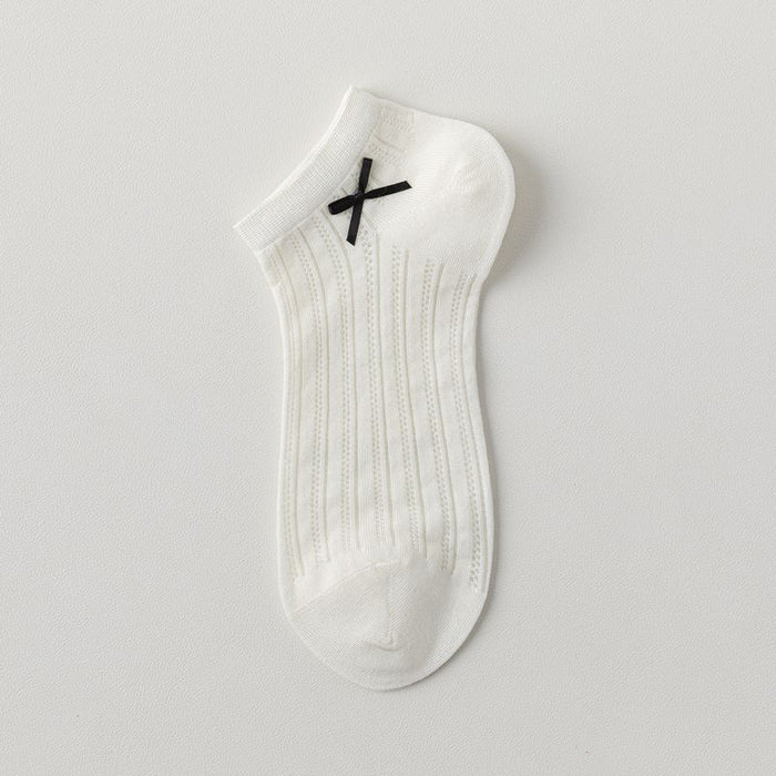Wholesale Mesh small bow solid color boat socks short socks thin