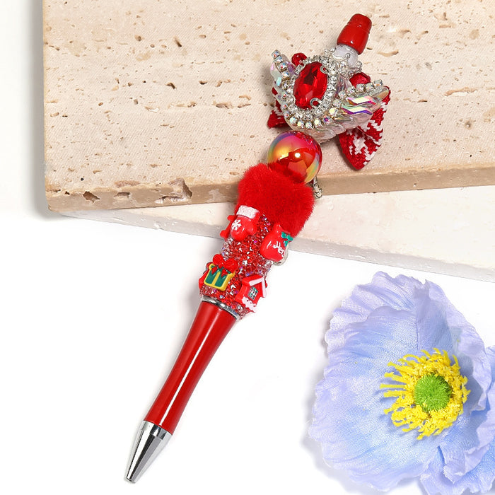 Wholesale New Christmas flower pearl bead pen creative sugar safflower embellishment ballpoint pen student gift pen