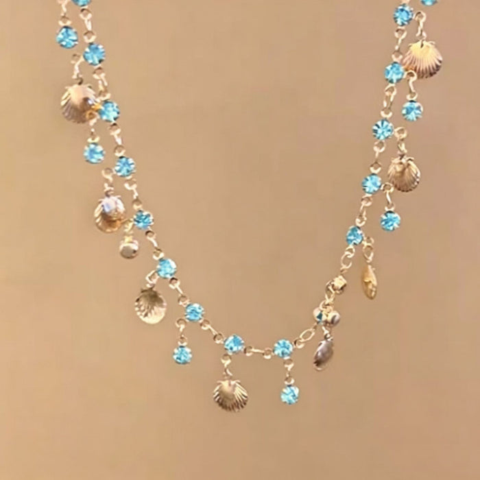 Wholesale Butterfly Double Layer Tassel Choker Necklace Metal Crystal Summer Chic Jewelry MOQ≥2