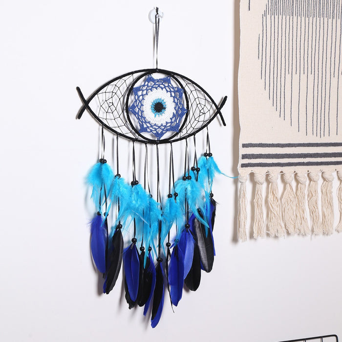 Wholesale Bohemian Evil Eye Dream Catcher Wall Decor Blue