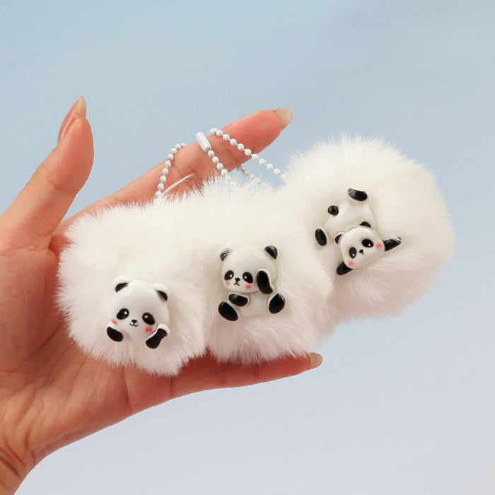 Wholesale Trendy Panda Plush Keychain Charm Cotton Filled Backpack Pendant Keyring Gift