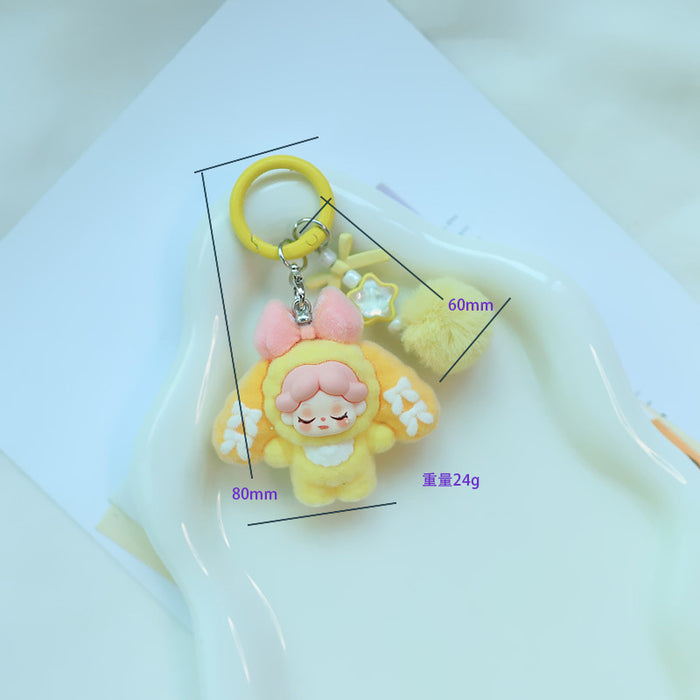 Wholesale Bowknot Flocking Big Ear Cartoon Keychain Schoolbag Pendant