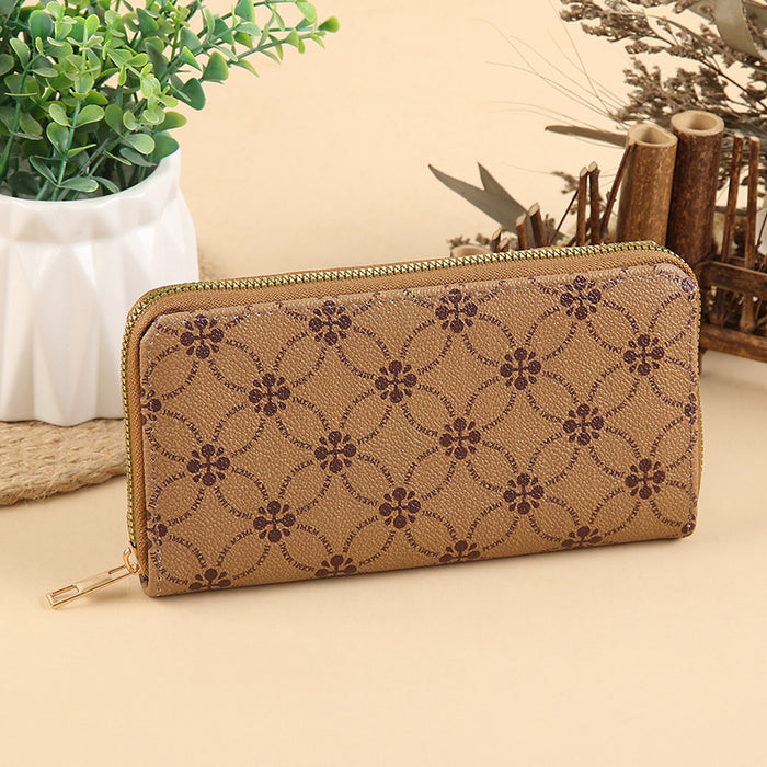 Wholesale PU Leather Long Wallet with Retro Print Design Large Capacity MOQ≥3