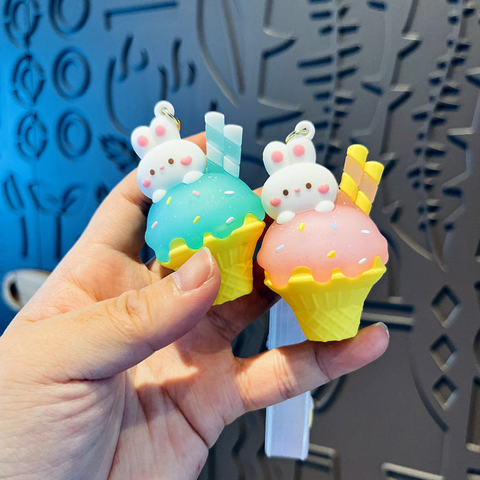 Wholesale Cartoon Cute Ice Cream Cone Rabbit Doll Keychain JDC-KC-OuBu005