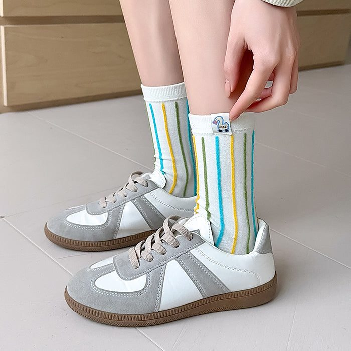 Wholesale Cute and stylish versatile mid length socks with colorful polka dots and long tube stacking socks