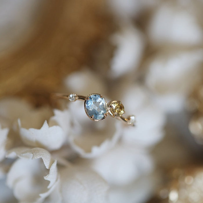 Wholesale Natural Topaz Yellow Crystal Light Luxury Versatile Ring