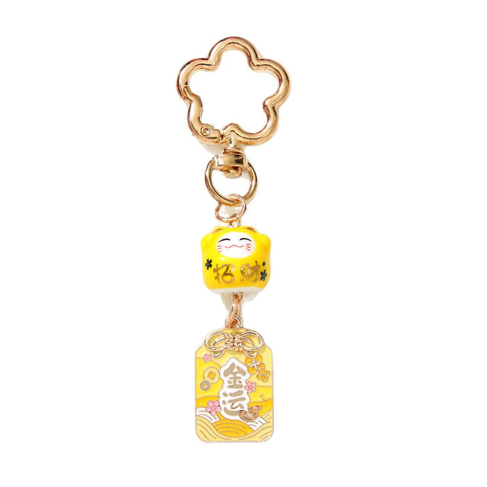 Wholesale Ins Style Lucky Cat Plum Blossom Keychain Zinc Alloy Decorative Accessory