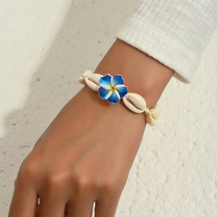Wholesale Handmade Soft Clay Egg Flower Shell Jewelry Set Pink Beach Style Fashion Accessory