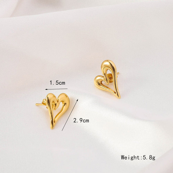 Wholesale New High-end Titanium Steel Earrings for Women with Irregular Heart Circles and 18k Gold Plated Non Fading Accessories JDC-ES-RX003