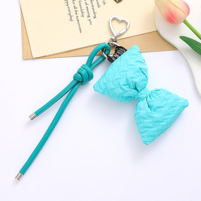 Wholesale Leather bow heart pendant luggage keychain lanyard accessories single buckle tassel pendant accessories