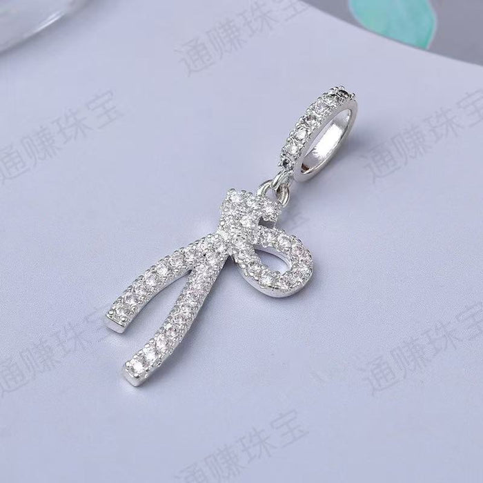 Wholesale 14K gold pendant with diamond wings and bow necklace jewelry accessories