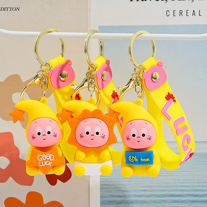 Wholesale Creative and cute cartoon yellow little man keychain