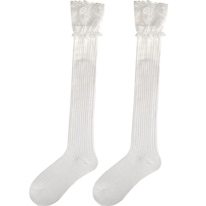 Wholesale Lace Stocking Over Knee JK Black and White Lace Thigh Socks for Women