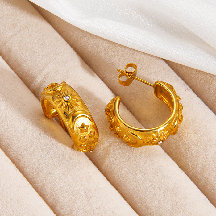 Wholesale embossed sun moon star opening bracelet