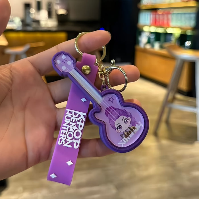Wholesale Kpop cute glowing guitar keychain
