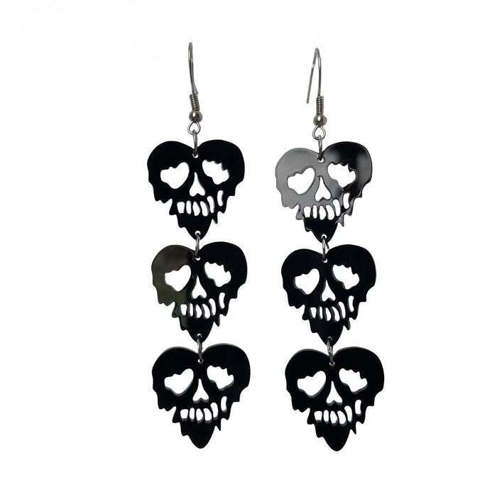 Wholesale Exaggerated Dark  Earrings Bat  Web Ghost Skull Triple Gothic Style Earrings Jewelry