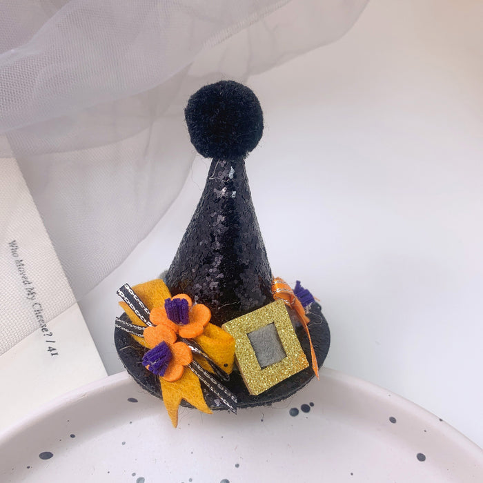 Wholesale Children' s Hair Accessories Role Playing  Funny Pumpkin Hat Hairpin Little Girl Lace Bat Hairpin Headwear