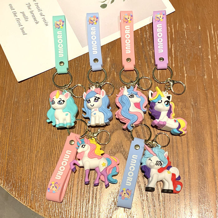 Wholesale Metal Rainbow Unicorn Pony Keychain Stylish Bag Charm For Students Great Gift For Everyday Use
