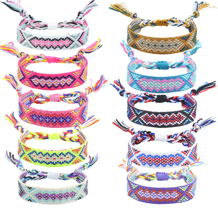 Wholesale of New Nepalese Fabric Ethnic Style Woven Colorful Tassel Bracelet JDC-BT-YiYe005