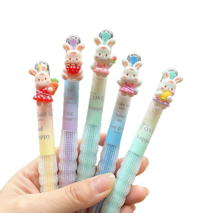 Wholesale Cute Rabbit Design Gel Pen with Plush Pendant Decorative Writing Accessory