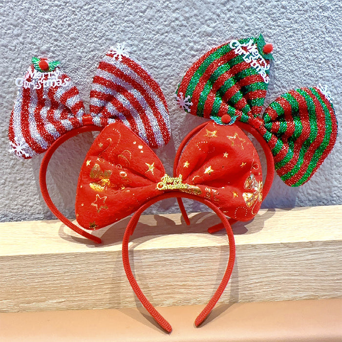 Wholesale Christmas Headband Christmas Antlers Hair Stamp Headwear Holiday Decorative Gift Big Bow Headband Hair Accessories Headwear