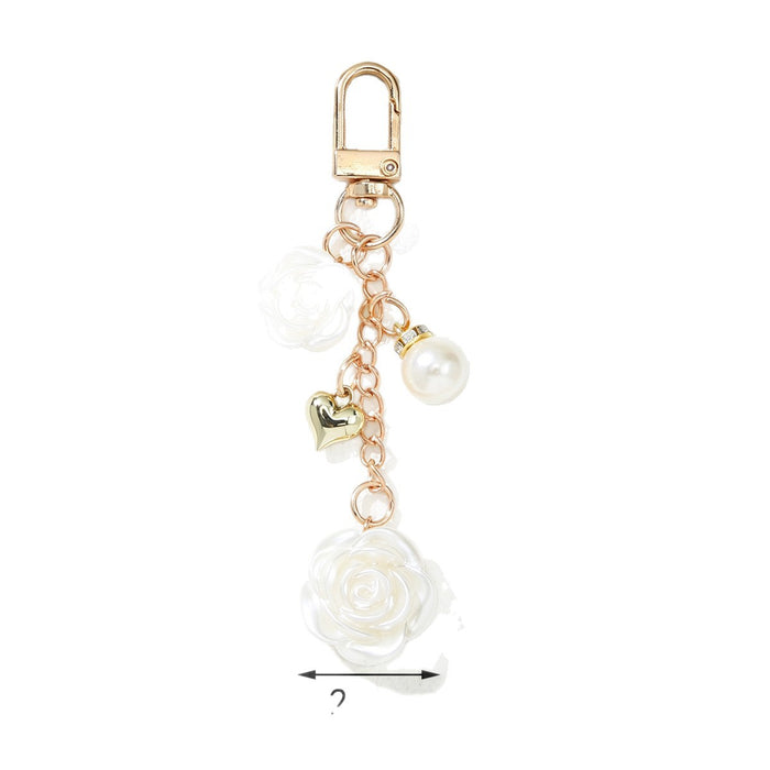 Wholesale Light Luxury Pearl Heart Keychain Metal Pendant Car Key Accessory MOQ≥2
