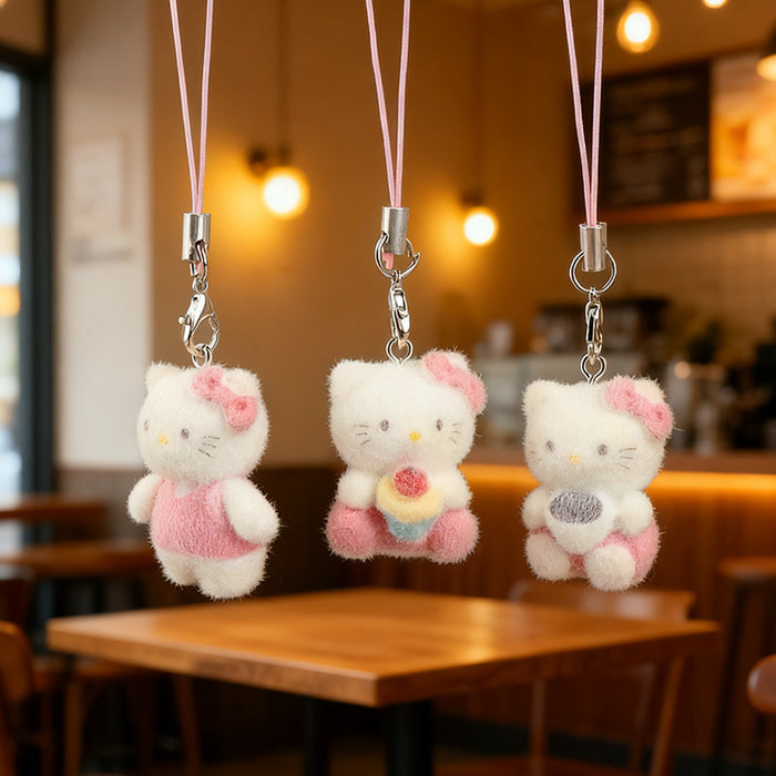 Wholesale 3D Flocked Kitten Charm  Cute Keychain