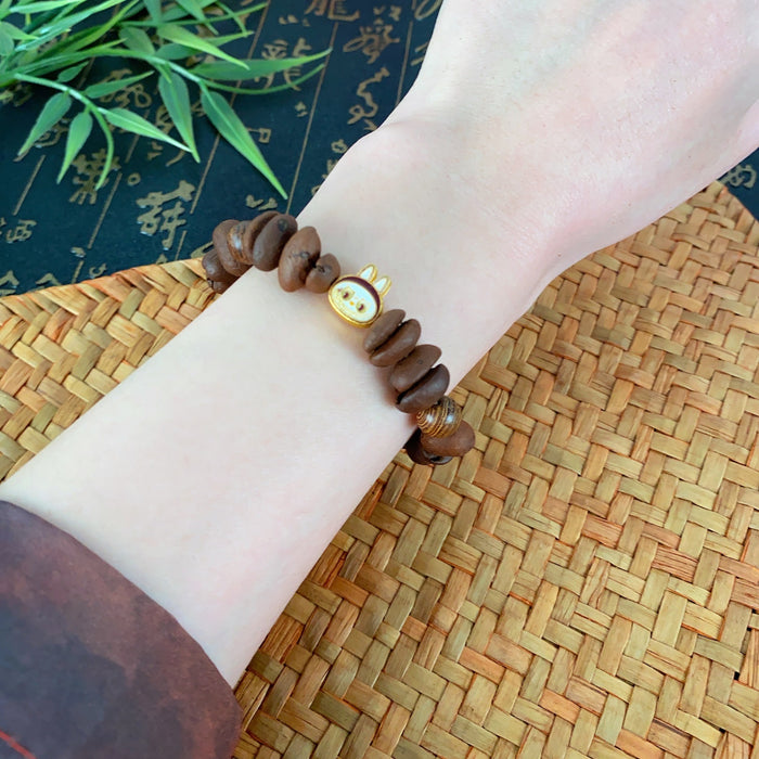 Wholesale Natural coffee bean beaded bracelets cute braided rope bracelets niche personality hand jewelry trend