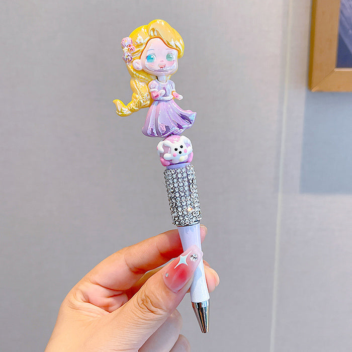 Wholesale Cartoon Plastic Crystal Sparkling Diamond Rotating Bead Neutral Pen JDC-PN-PeiNi001