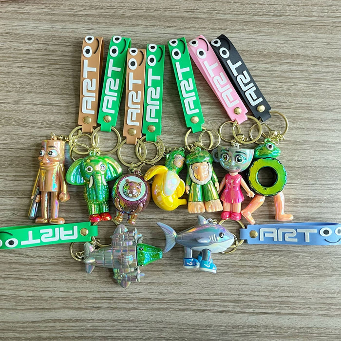 Wholesale Cute electroplated glossy cartoon character keychains