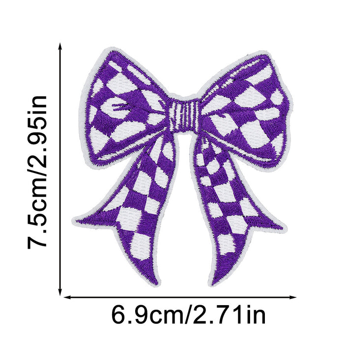 Wholesale Plaid Bow Embroidery Sticker DIY Patches