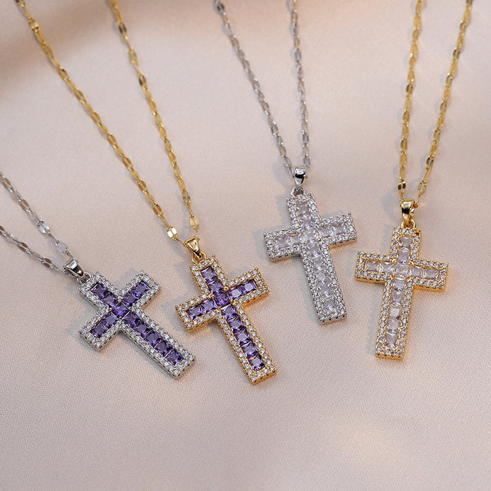 Wholesale Necklace jewelry zircon cross zircon simple niche design pendant