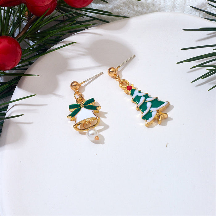 Wholesale Chic Christmas Earrings Deer Bell Santa Short Drop Metal Plated Jewelry Accessory