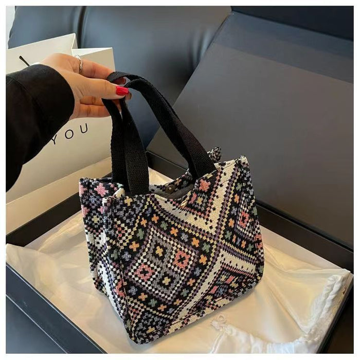 Wholesale Large capacity ethnic commuter tote bag fashionable commuter cloth bag college students class shoulder bag