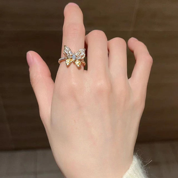 Wholesale Light luxury ring, high-end feel, open index finger ring, unique and niche ring