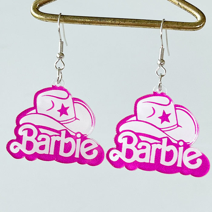 Wholesale 2 Pairs/pack Pink Western Denim Acrylic Earrings JDC-ES-HeYi102