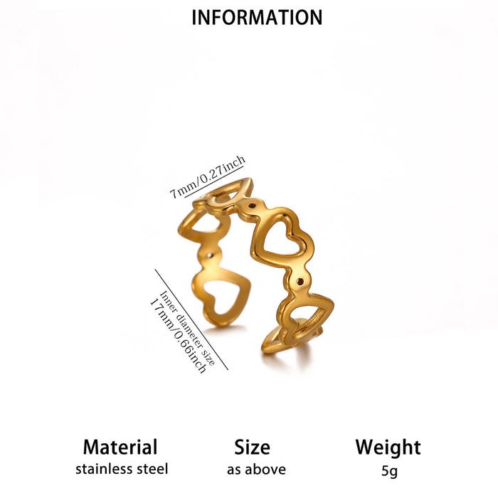 Wholesale Geometric Stainless Steel Rings Women Fashion Double Layer Heart Butterfly Design