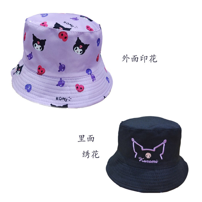 Wholesale Double sided embroidered fisherman hat, fashionable cartoon printed basin hat, sun visor hat