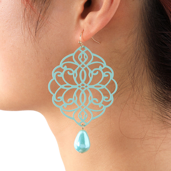 Wholesale Hollow out pendant made of iron sheet, spray painted acrylic pendant, earrings for girls, earrings