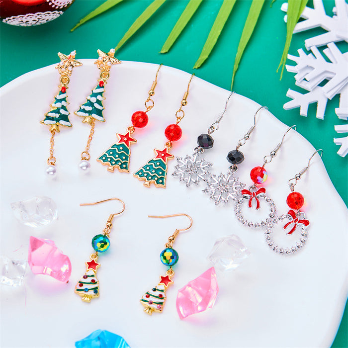 Wholesale Zinc Alloy Christmas Tree Snowflake Dangle Earrings Colorful Trendy Holiday Jewelry Accessory